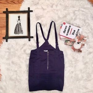 Navy Fitted Suspender Skirt